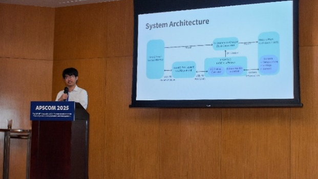 Our student delivering talk at IET APSCOM Conference